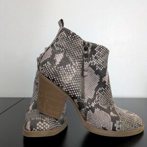 Snakeskin Double Zip Ankle Boots